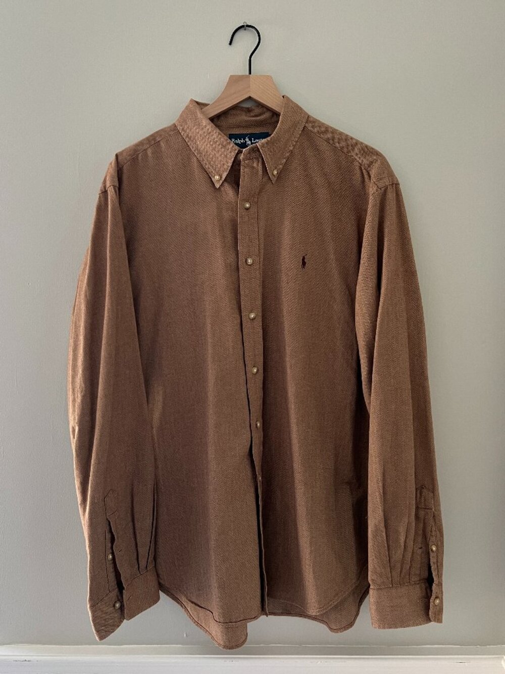 Ralph Lauren Classic Fit Brown Herringbone Button Down